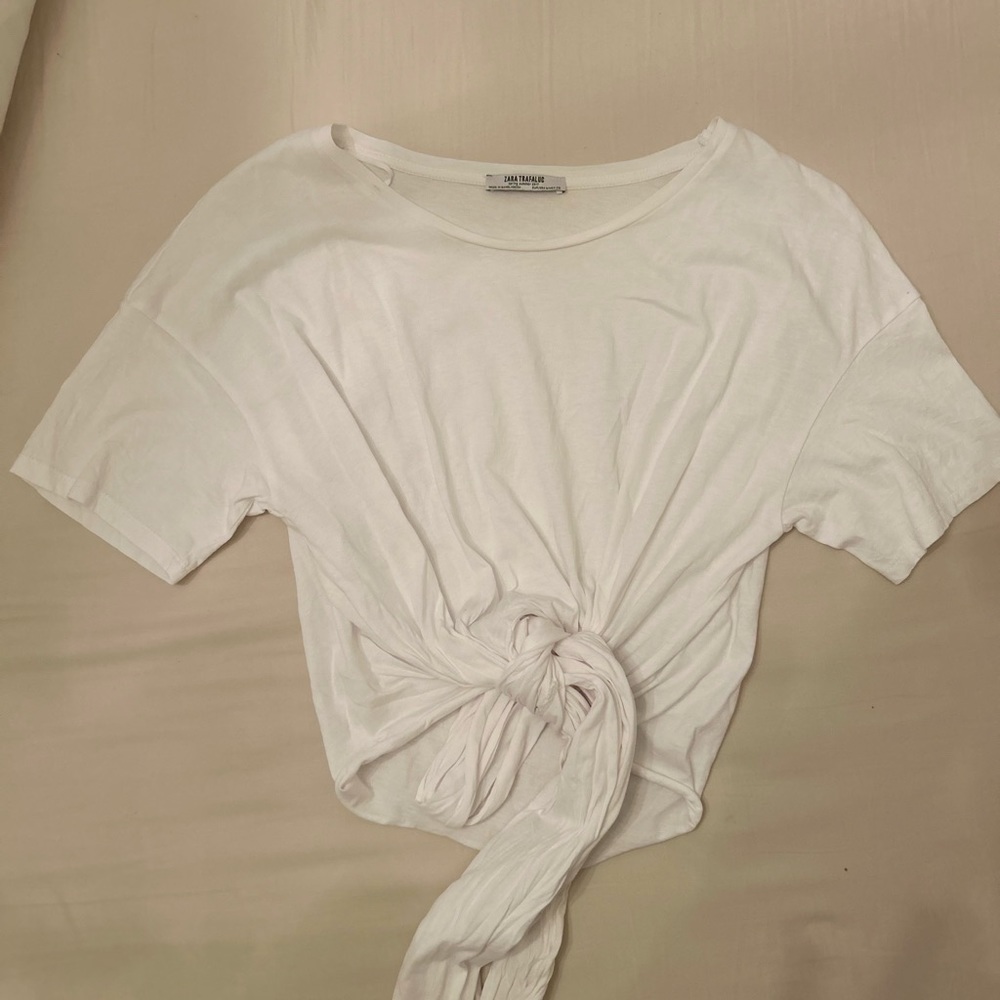 zara tie cropped t shirt